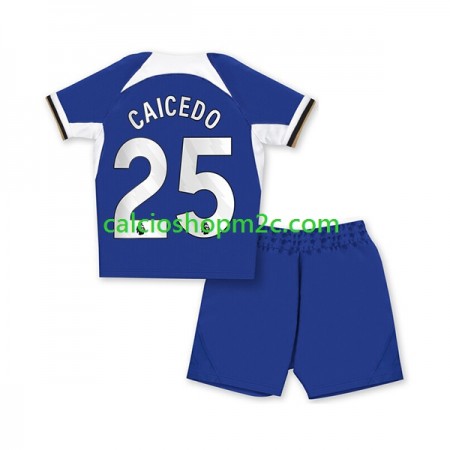 Chelsea Moises Caicedo 25 Bambino Maglia Prima 2023/2024 Manica Corta (+ Pantaloncini)